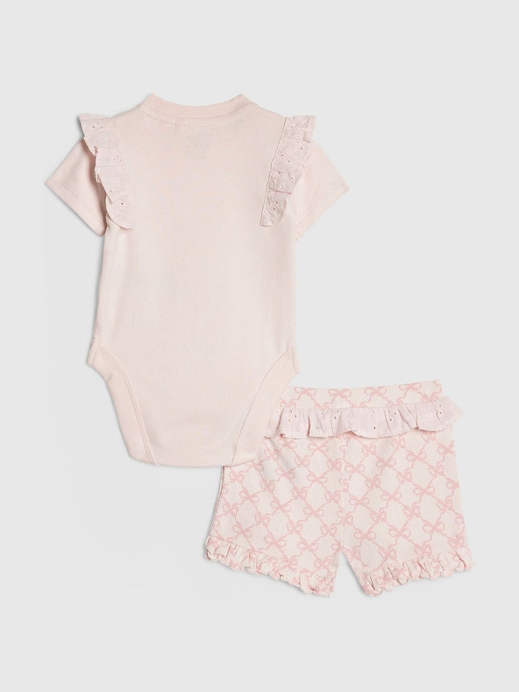 River Island Pink Love Bodysuit &amp; Shorts Set