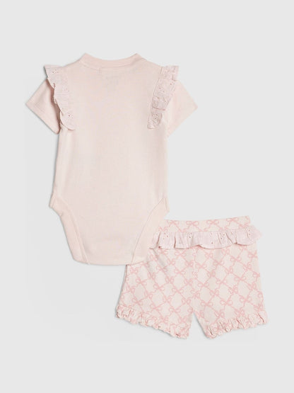 River Island Pink Love Bodysuit &amp; Shorts Set