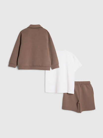 River Island Grey Scuba Harrington Jacket &amp; Shorts 3 Piece Set