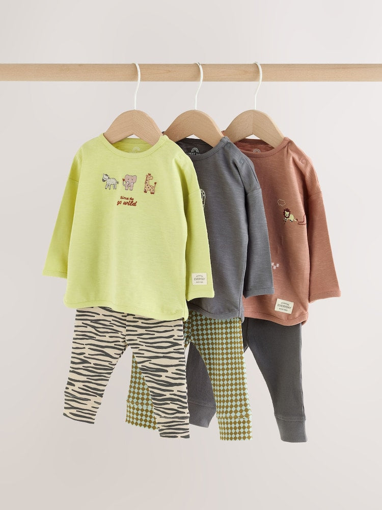 Green Top and Leggings 6 Piece Set (0mths-3yrs) - Green / 12 - 18 Months (80 - 86cm)