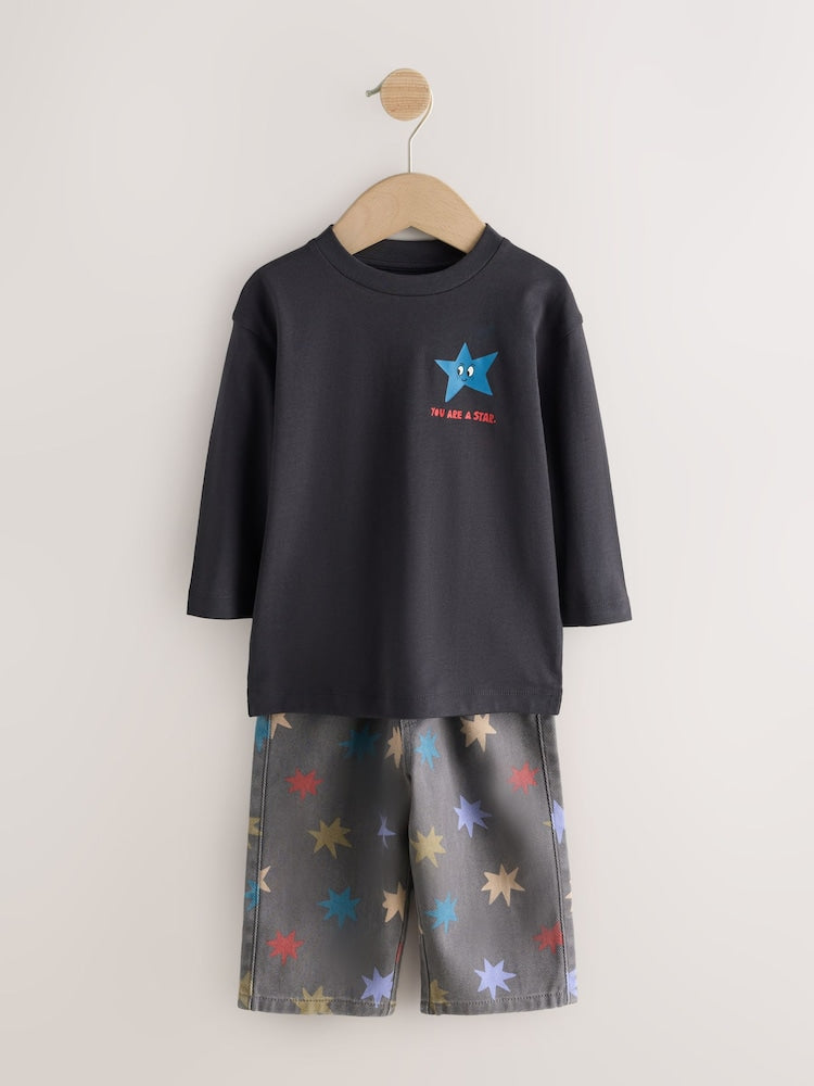 Grey Long Sleeve Top and Trousers Set (3mths-7yrs)