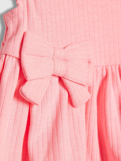 River Island Pink Bow Peplum Rib Top and Shorts Set