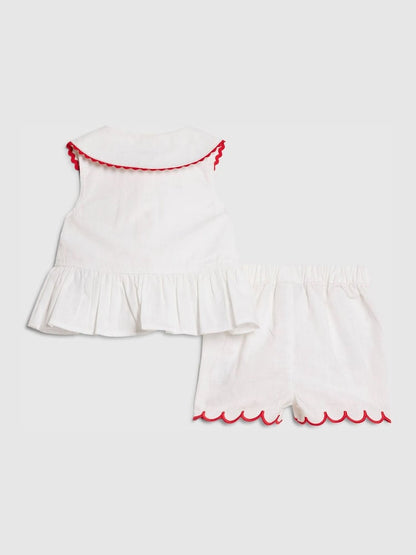 River Island White Strawberry Peplum Blouse &amp; Short Set
