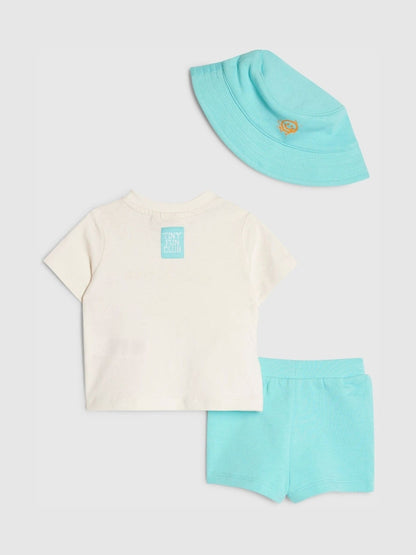 River Island White Smiley Top &amp; Short 3 Piece Set