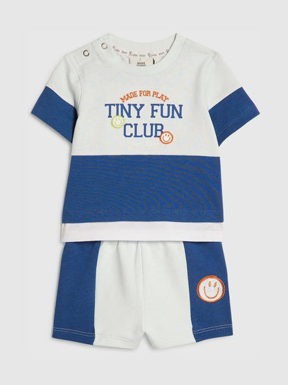 River Island Blue Tiny Fun Club T-Shirt &amp; Short Set