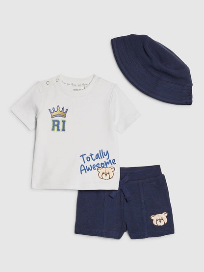 River Island Blue Little King Top &amp; Short 3 Piece Set