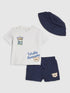 River Island Blue Little King Top & Short 3 Piece Set
