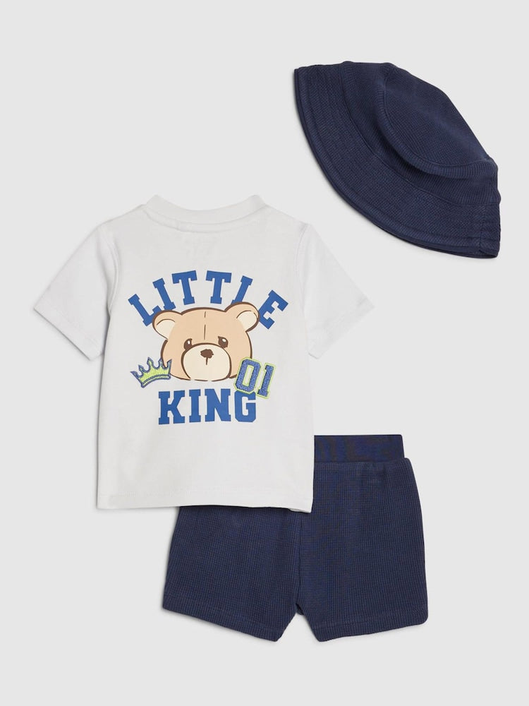 River Island Blue Little King Top &amp; Short 3 Piece Set
