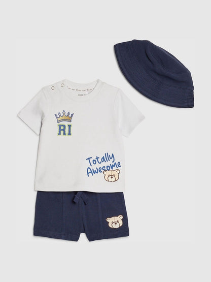 River Island Blue Little King Top &amp; Short 3 Piece Set