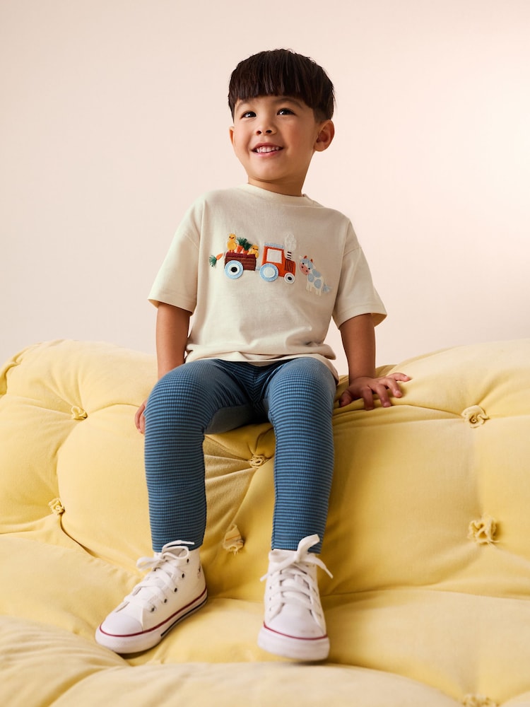 Neutral Farm Animals Short Sleeve T-Shirt and Leggings Set (3mths-7yrs)