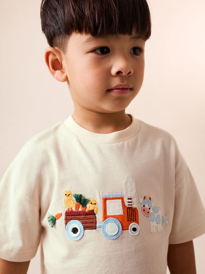 Neutral Farm Animals Short Sleeve T-Shirt and Leggings Set (3mths-7yrs)