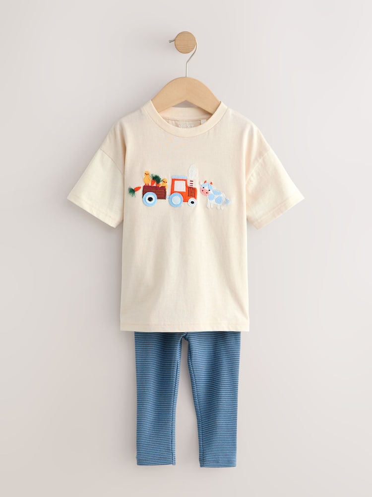 Neutral Farm Animals Short Sleeve T-Shirt and Leggings Set (3mths-7yrs)