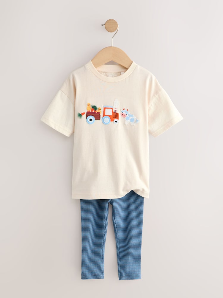Neutral Farm Animals Short Sleeve T-Shirt and Leggings Set (3mths-7yrs)