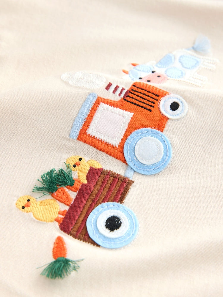 Neutral Farm Animals Short Sleeve T-Shirt and Leggings Set (3mths-7yrs)