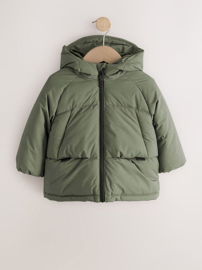 Khaki Green Padded Coat (6mths-7yrs) - Khaki Green / 12 - 18 Months (80 - 86cm)