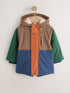 Multi Colour Block Waterproof Borg Lined Parka (3mths-7yrs) - Block / 12 - 18 Months (80 - 86cm)