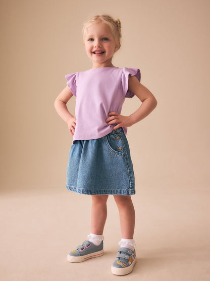 Mid Blue Denim Button Detail Skirt (3mths-7yrs) - 12-18 Months (80-86cm)
