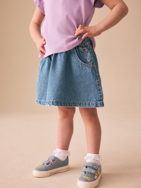 Mid Blue Denim Button Detail Skirt (3mths-7yrs) - Size 3-6 Months (62-68cm)