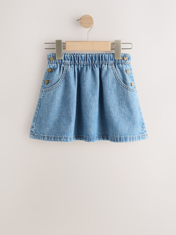 Mid Blue Denim Button Detail Skirt (3mths-7yrs)