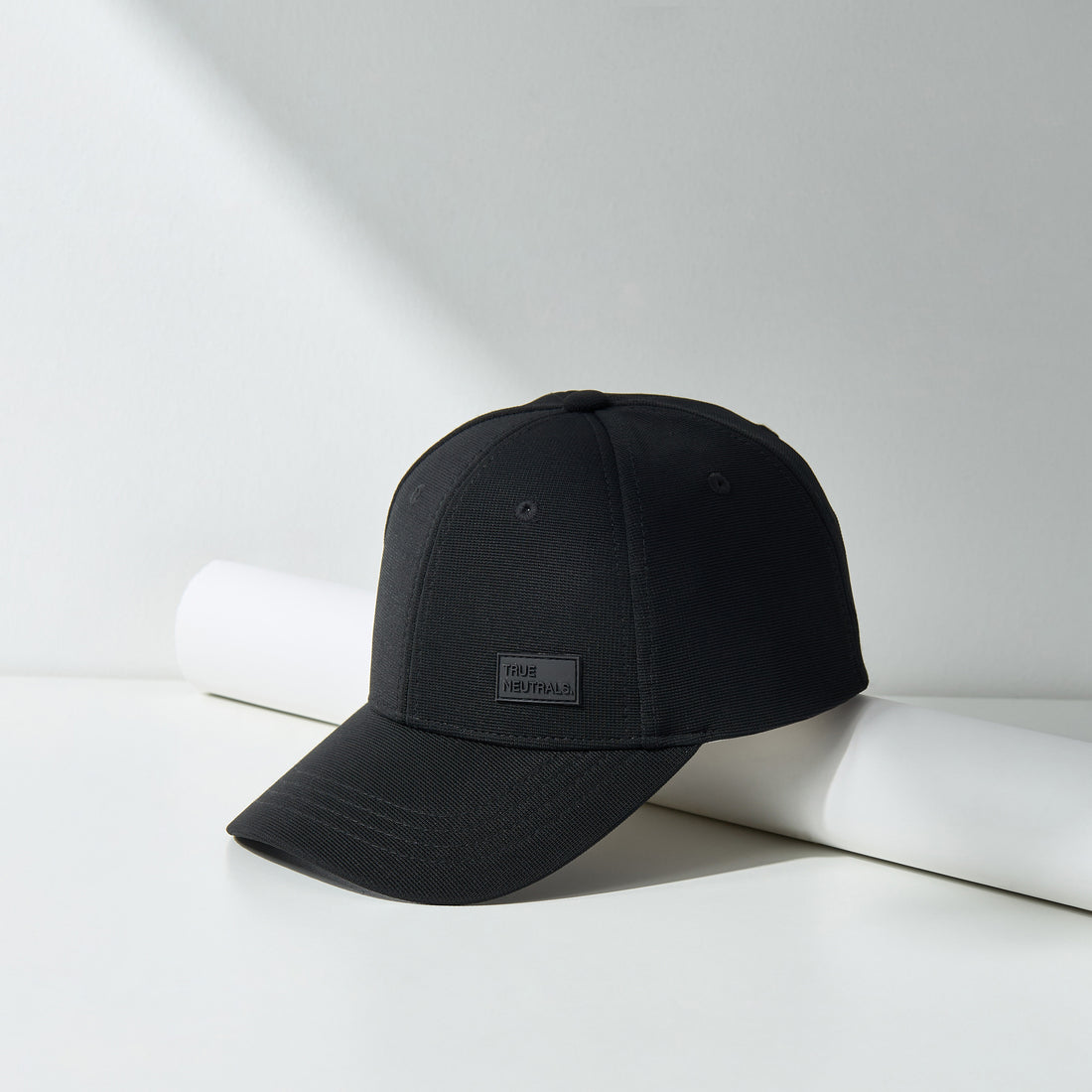 Textured Hat with Snap Button Closure - Black