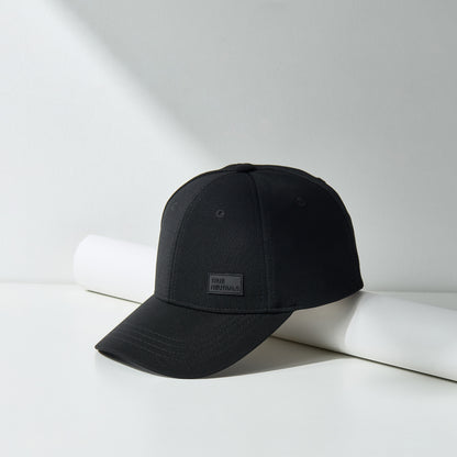 Textured Hat with Snap Button Closure - Black