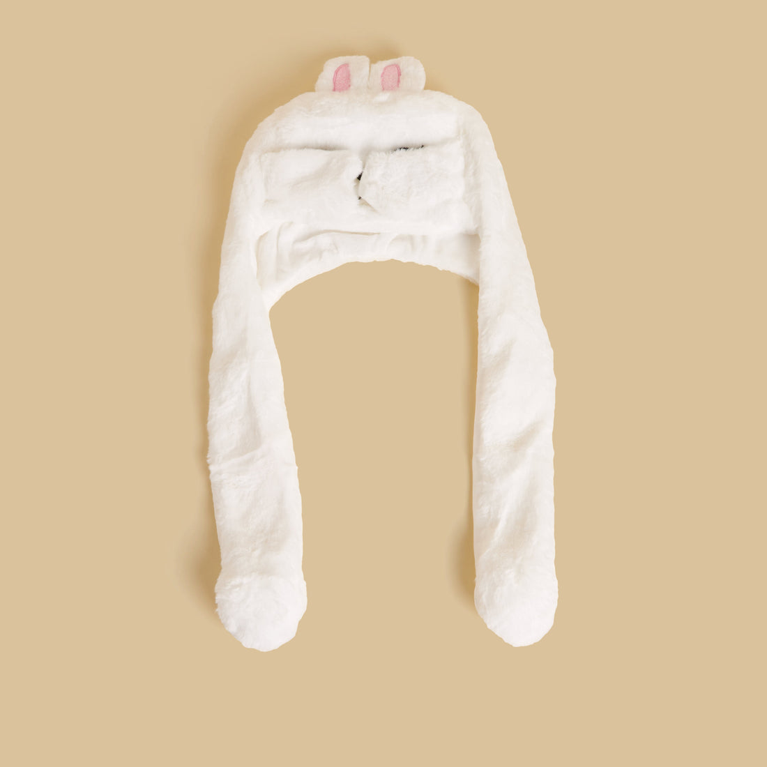 Bunny Plush Cap with Moving Ears - White