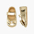 Giggles Booties with Hook and Loop Closure, Bow Accent - Gold / 12-18 mths