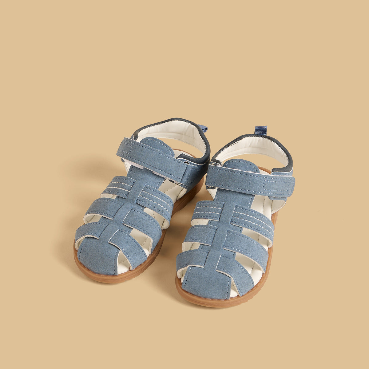 Textured Fisherman Sandals with Hook and Loop Closure