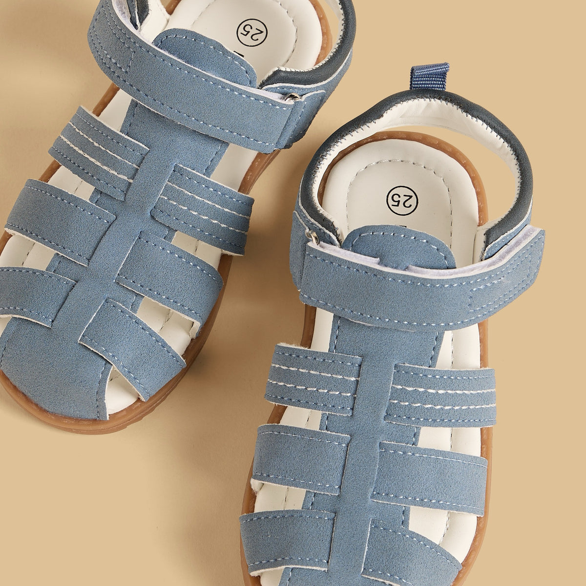 Textured Fisherman Sandals with Hook and Loop Closure