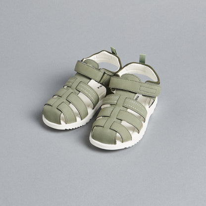 Textured Fisherman Sandals with Hook and Loop Closure