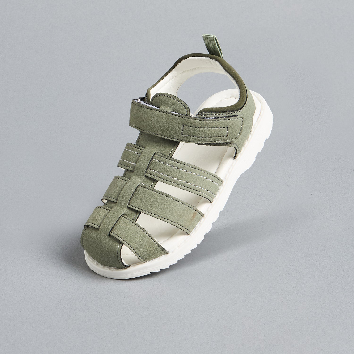 Textured Fisherman Sandals with Hook and Loop Closure color swatch