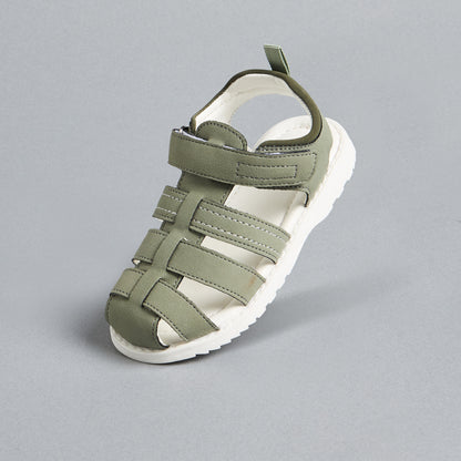 Textured Fisherman Sandals with Hook and Loop Closure color swatch
