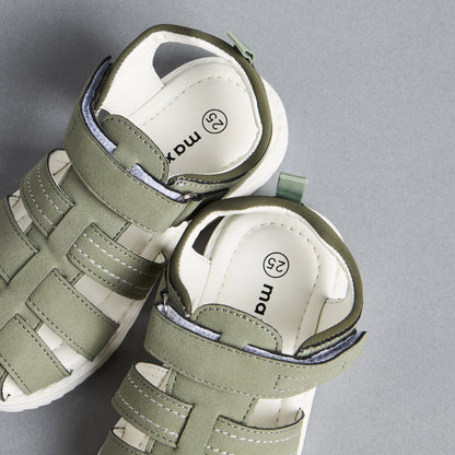 Textured Fisherman Sandals with Hook and Loop Closure