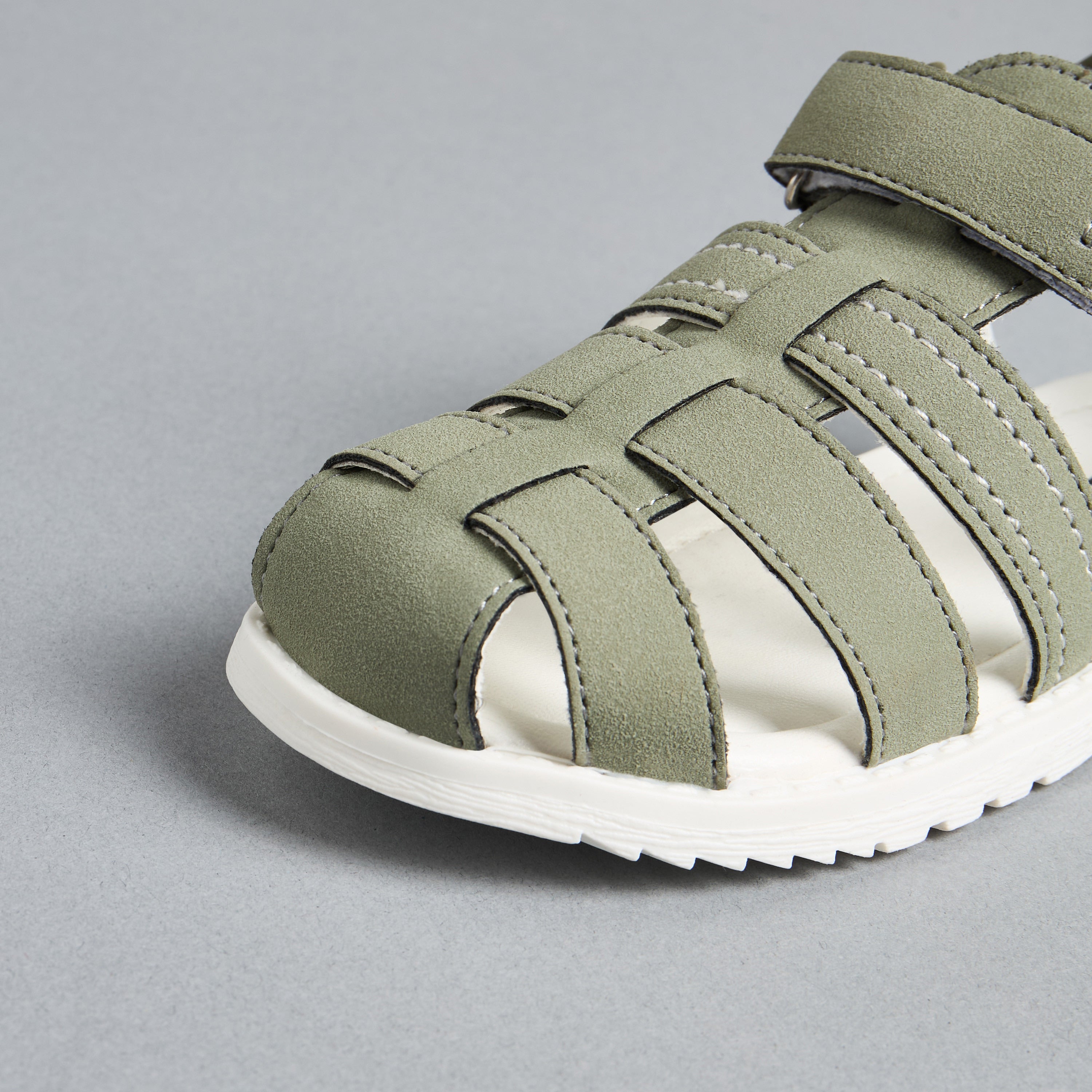 Textured Fisherman Sandals with Hook and Loop Closure