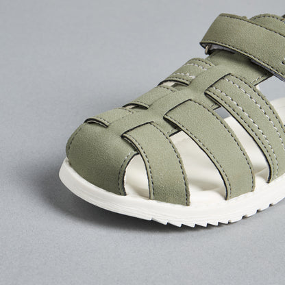 Textured Fisherman Sandals with Hook and Loop Closure