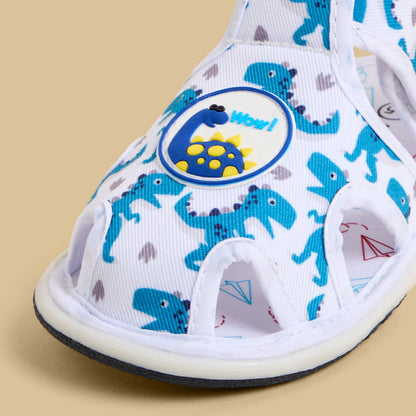 Printed Sandals with Hook and Loop Closure