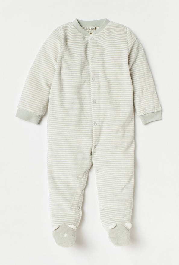 Juniors Striped Closed Feet Sleepsuit with Long Sleeves