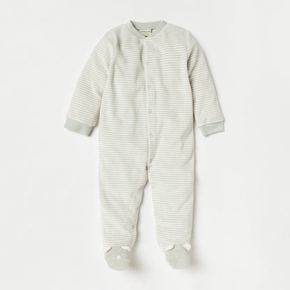 Juniors Striped Closed Feet Sleepsuit with Long Sleeves - Grey / 9-12 mths