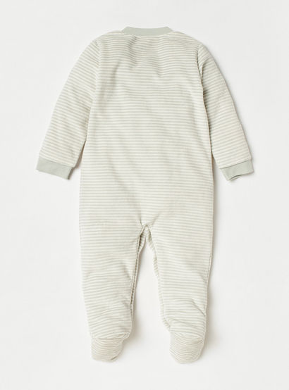 Juniors Striped Closed Feet Sleepsuit with Long Sleeves-baby-girls-clothing-nightwear-sleepsuits-image-3
