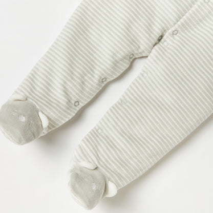 Juniors Striped Closed Feet Sleepsuit with Long Sleeves
