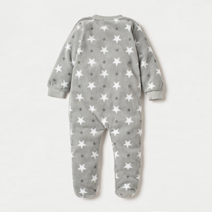 Juniors All-Over Star Print Fleece Sleepsuit with Zip Closure