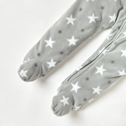 Juniors All-Over Star Print Fleece Sleepsuit with Zip Closure