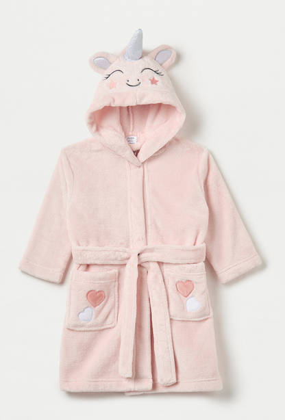 Juniors Unicorn Hooded Bathrobe with Belt and Pockets-undefined-image-1
