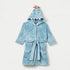 Juniors Dinosaur Hooded Bathrobe with Belt and Pockets - Blue / 12-18 mths
