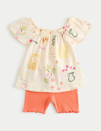 Cotton Rich Printed Top &amp; Bottom Set (0 Months-5 Years)