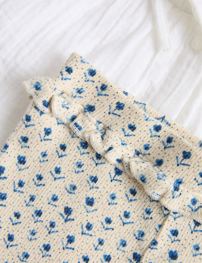 2pc Cotton Bow Blouse with Leggings (0-3 Yrs)