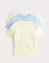 3 Pack Pure Cotton Floral T-Shirts (2-8 Yrs) - PALE YELLOW / 2-3 Years