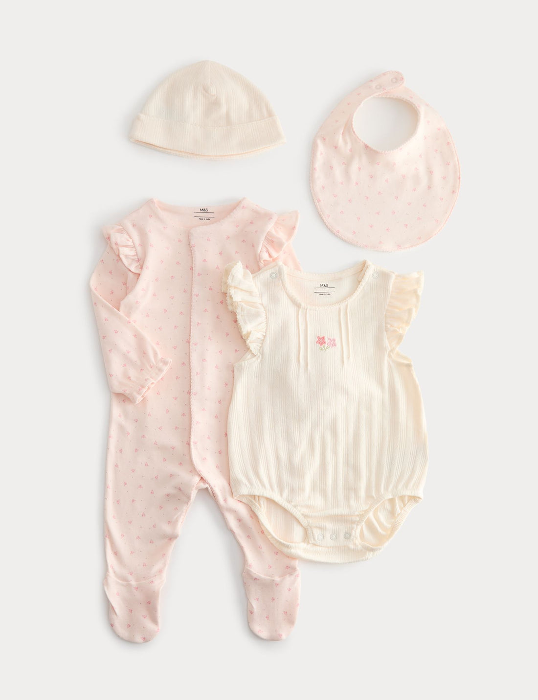 4 Piece Pure Cotton Starter Set (7lbs-18 Mths) - ROSE PINK / 0-3 Months