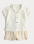 2 Piece Double Cloth Shirt and Striped Shorts Outfit (0-5 Yrs) - CALICO / 12-18 Months