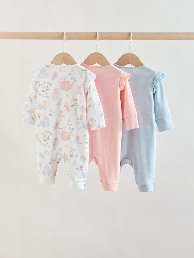 Multi Two Way Zip Baby Sleepsuit 3 Pack (0mths-3yrs)